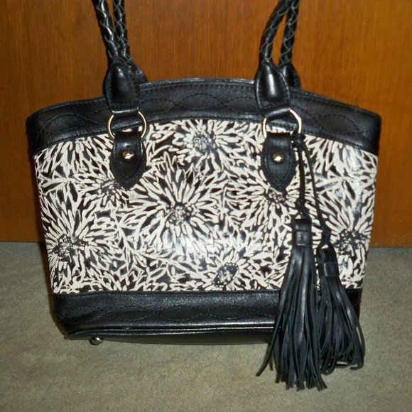 Patricia Nash Black & White Sunflower Handbag w/ Matching Wallet & Wristlet-EUC! - Picture 2 of 10